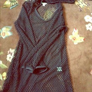 Black mesh bathing suit cover up